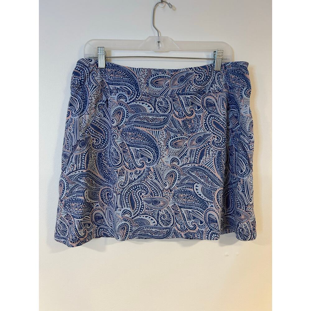 TITLE NINE Sz L Blue Pink Paisley Tennis Skort Pickleball Golf Stretch Pockets